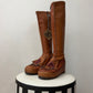 1970s Vintage MUDPUCKER Leather Tall Tassel Boots Womens US 6.5-7