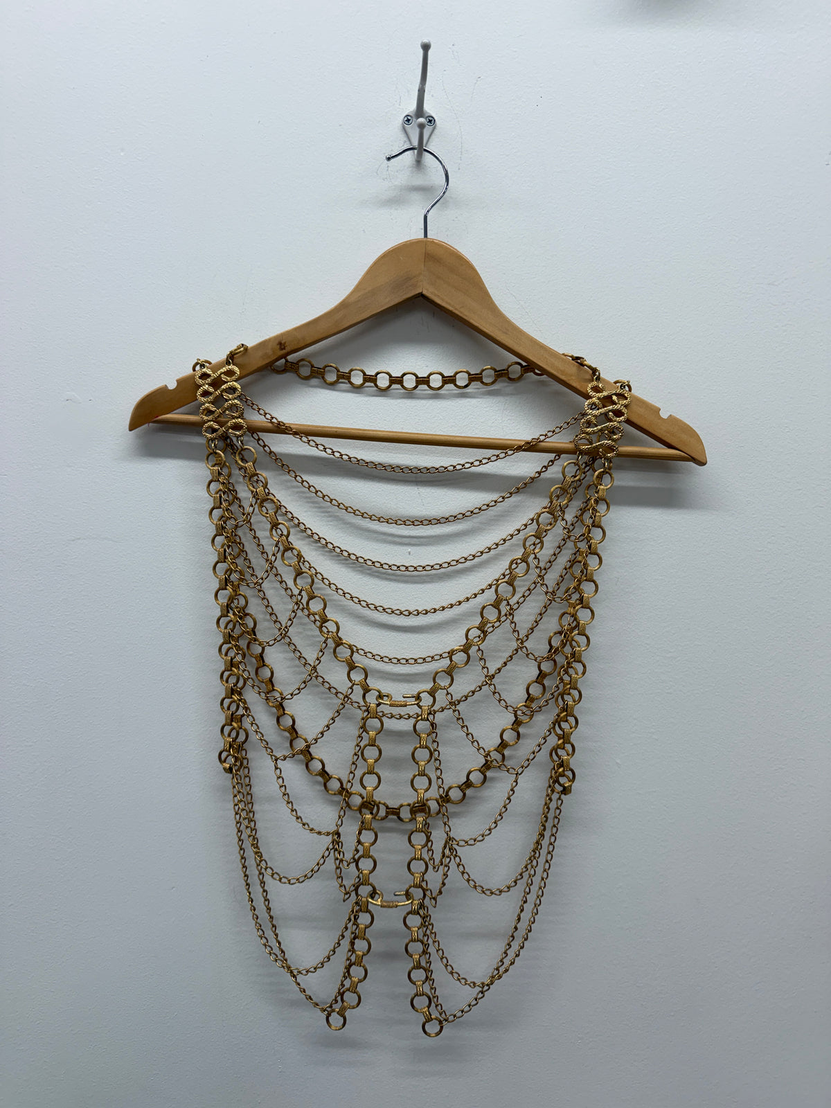 1970s Vintage Multi Chain Gold Toned Metal Vest