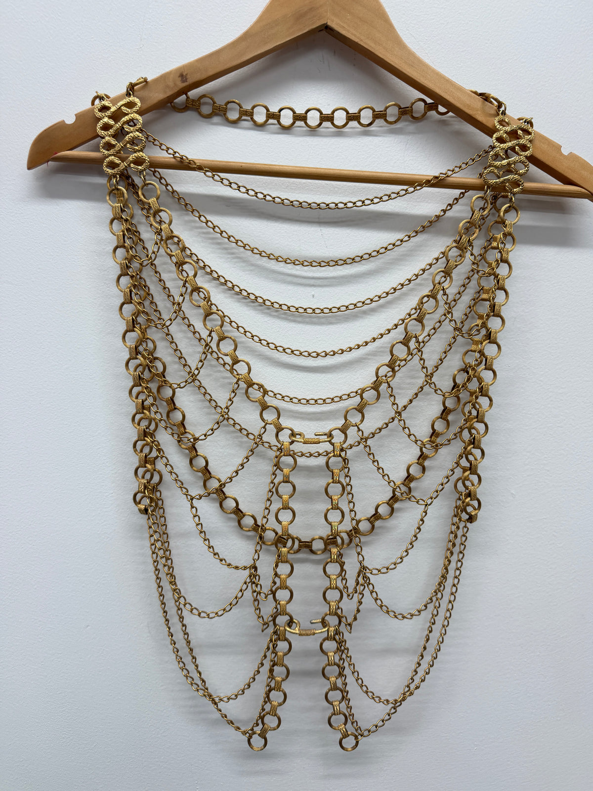 1970s Vintage Multi Chain Gold Toned Metal Vest