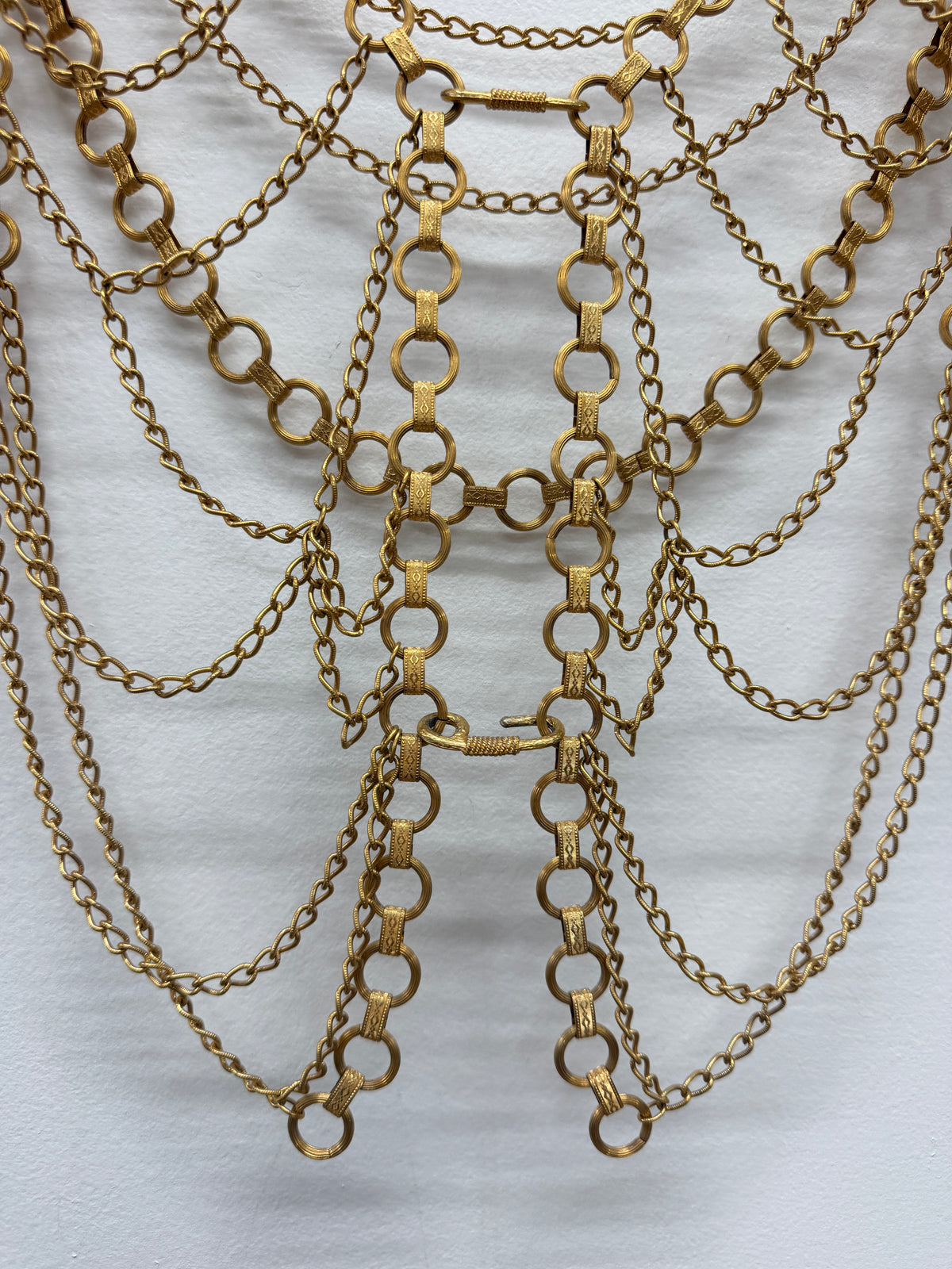 1970s Vintage Multi Chain Gold Toned Metal Vest