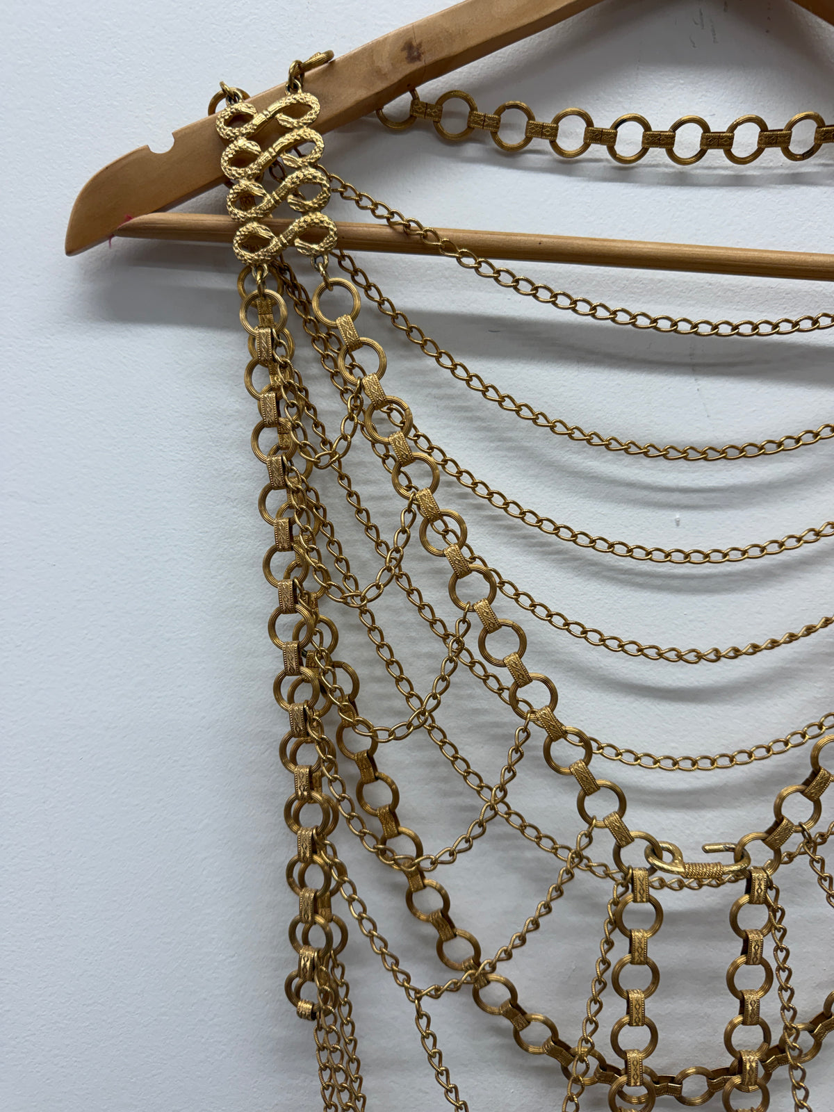 1970s Vintage Multi Chain Gold Toned Metal Vest