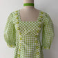 1970s Vintage Green Gingham Prairie Queen Maxi Dress
