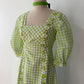 1970s Vintage Green Gingham Prairie Queen Maxi Dress