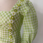 1970s Vintage Green Gingham Prairie Queen Maxi Dress