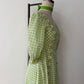 1970s Vintage Green Gingham Prairie Queen Maxi Dress