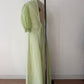 1970s Vintage Green Gingham Prairie Queen Maxi Dress