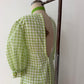 1970s Vintage Green Gingham Prairie Queen Maxi Dress