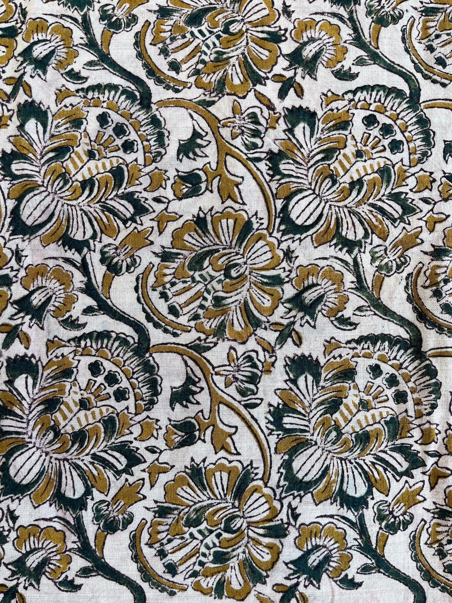1970s Vintage Indian Cotton Hand Block Printed Uncut Fabric Yardage - Micro and Macro Floral / Paisley / Burgundy - 105" x 175" (#20)