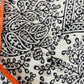 1970s Vintage Indian Cotton Hand Block Printed Uncut Fabric Yardage - Fish / Floral / Black and White - 101" x 168" (#15)