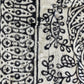 1970s Vintage Indian Cotton Hand Block Printed Uncut Fabric Yardage - Fish / Floral / Black and White - 101" x 168" (#15)