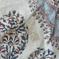 1970s Vintage Indian Cotton Hand Block Printed Uncut Fabric Yardage - Paisley / Floral / Cream - 98" x 167" (#17)