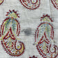1970s Vintage Indian Cotton Hand Block Printed Uncut Fabric Yardage - Paisley / Cream - 50.5" x 80.5" (#21)