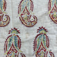 1970s Vintage Indian Cotton Hand Block Printed Uncut Fabric Yardage - Paisley / Cream - 50.5" x 80.5" (#21)