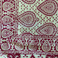 1970s Vintage Indian Cotton Hand Block Printed Uncut Fabric Yardage - Paisley / Floral / Light Yellow and Red - 102" x 132" (#16)