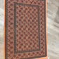 1970s Vintage Indian Cotton Hand Block Printed Uncut Fabric Yardage - Checker / Floral / Pale Orange - 82" x 112" (#18)