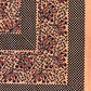 1970s Vintage Indian Cotton Hand Block Printed Uncut Fabric Yardage - Checker / Floral / Pale Orange - 82" x 112" (#18)