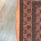 1970s Vintage Indian Cotton Hand Block Printed Uncut Fabric Yardage - Checker / Floral / Pale Orange - 82" x 112" (#18)