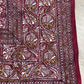 1970s Vintage Indian Cotton Hand Block Printed Uncut Fabric Yardage - Micro Floral / Leaves / Burgundy - 100.5" x 86" (#19)