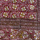 1970s Vintage Indian Cotton Hand Block Printed Uncut Fabric Yardage - Micro Floral / Leaves / Burgundy - 100.5" x 86" (#19)