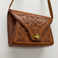 1950s - 1960s Vintage Tooled Leather Crossbody Purse