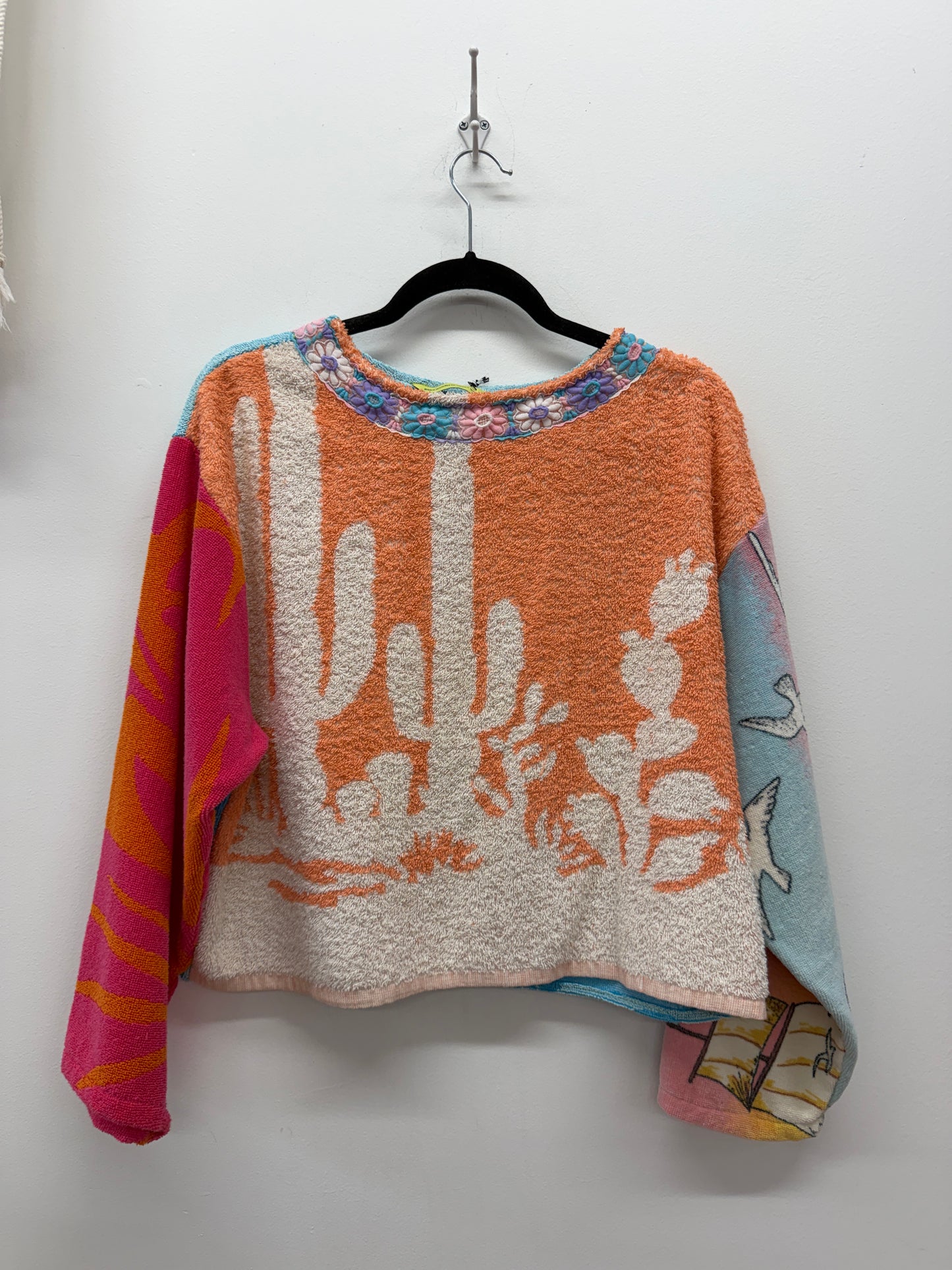 Handmade Upcycled 1970s 1980s Vintage Towel Pullover