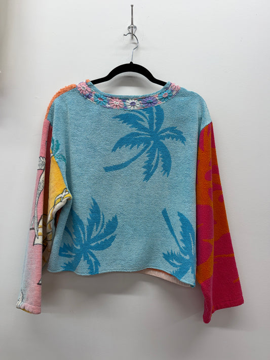 Handmade Upcycled 1970s 1980s Vintage Towel Pullover