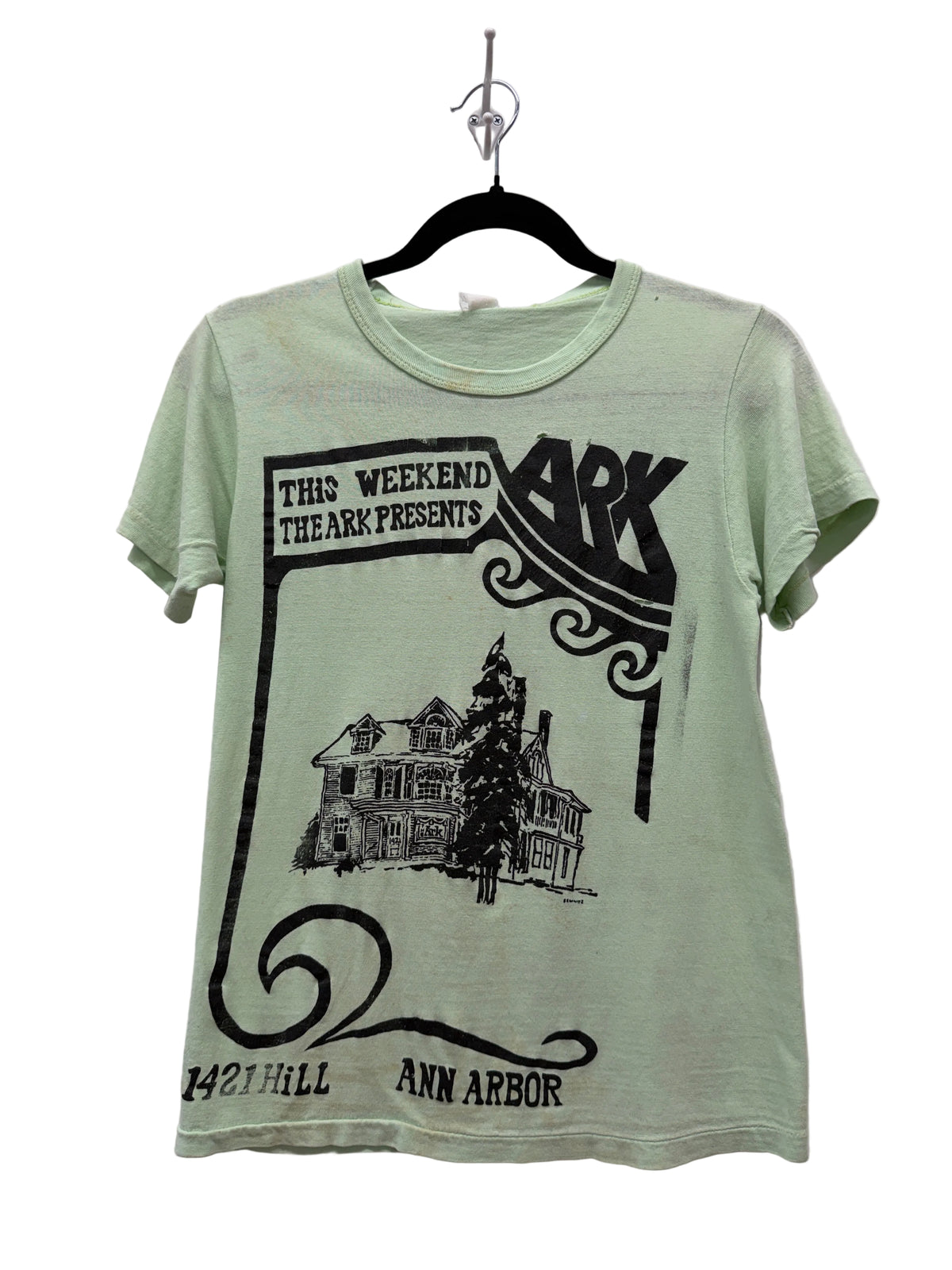 1970s Vintage The Ark 1421 Hill St Ann Arbor Milton Kemnitz Hand Screen Printed Tee Shirt