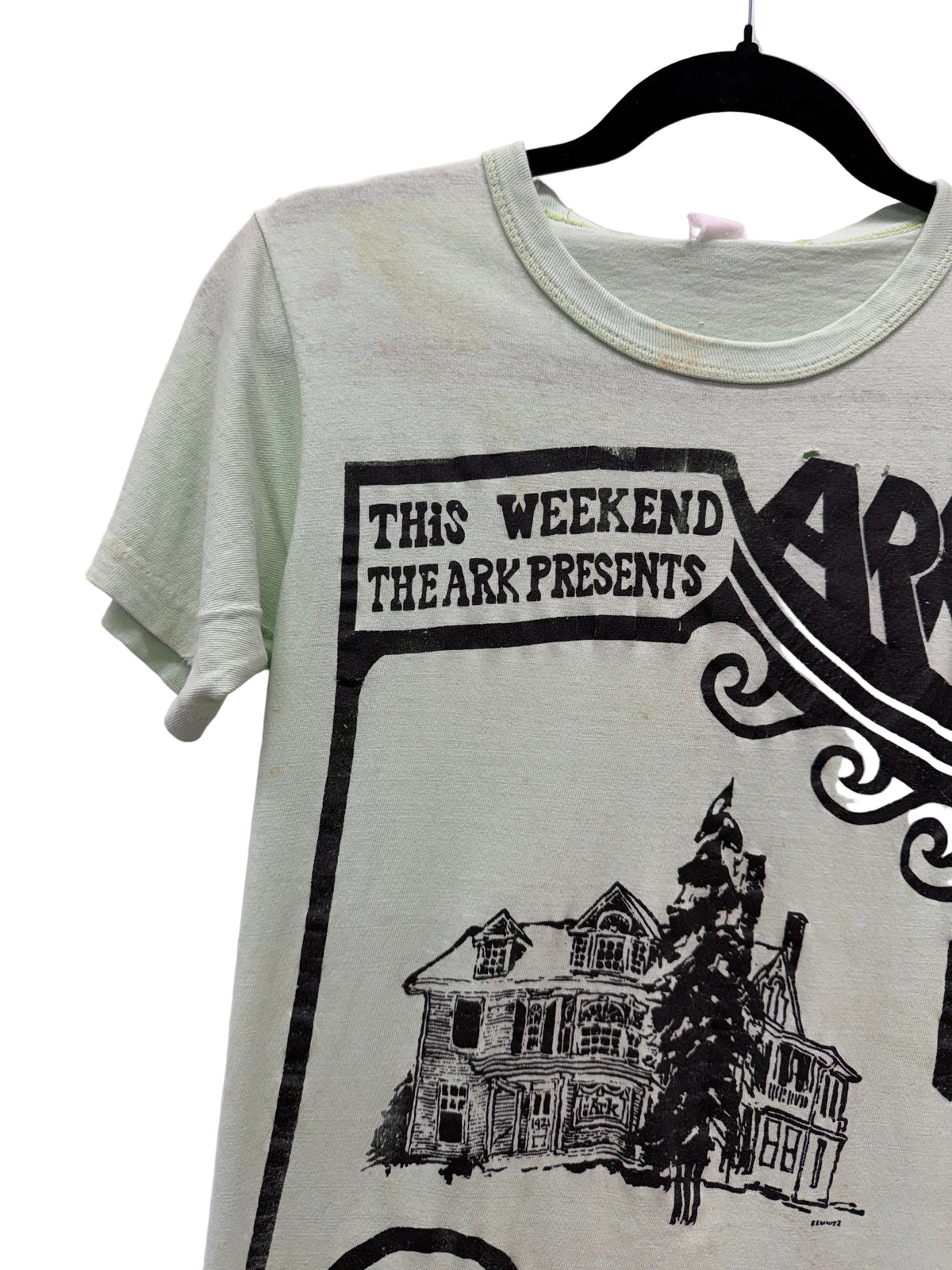 1970s Vintage The Ark 1421 Hill St Ann Arbor Milton Kemnitz Hand Screen Printed Tee Shirt