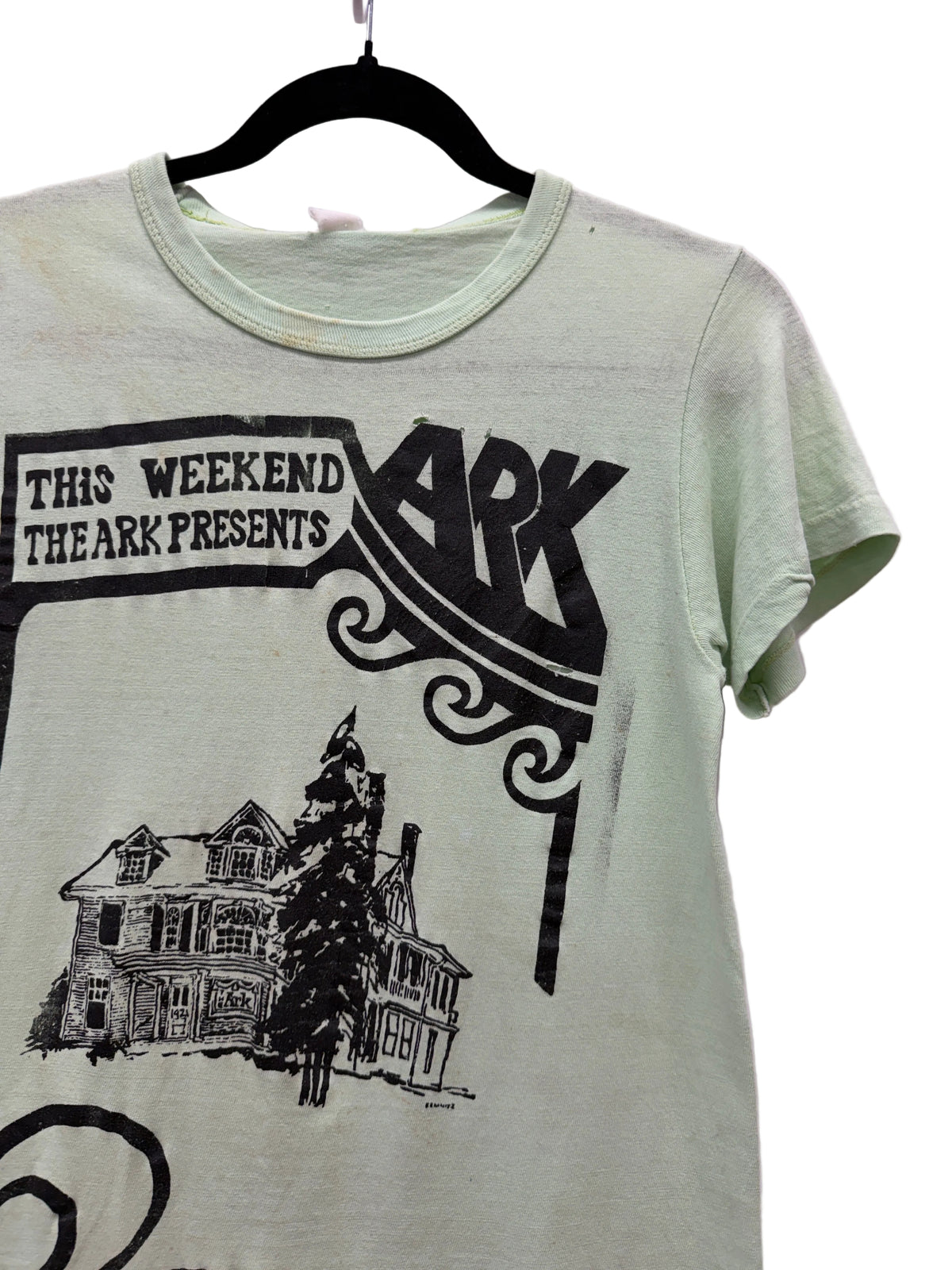 1970s Vintage The Ark 1421 Hill St Ann Arbor Milton Kemnitz Hand Screen Printed Tee Shirt