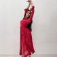 1970s Vintage Red and Purple Paisley Sheer Chiffon Dress & Hot Pants Outfit