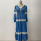 1970s Vintage Romantic Blue Prairie Maxi Dress