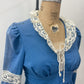 1970s Vintage Romantic Blue Prairie Maxi Dress
