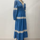 1970s Vintage Romantic Blue Prairie Maxi Dress