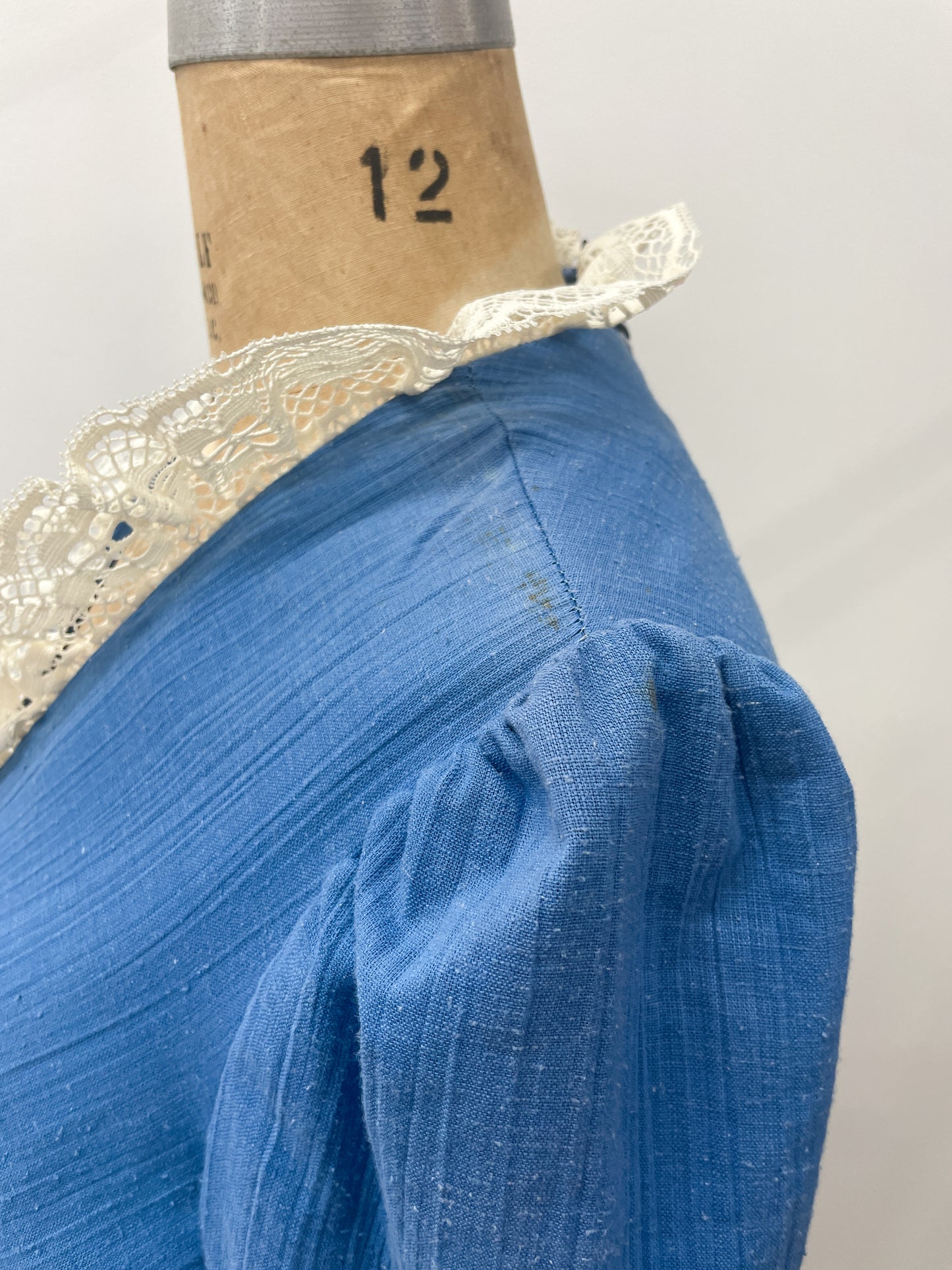 1970s Vintage Romantic Blue Prairie Maxi Dress