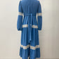 1970s Vintage Romantic Blue Prairie Maxi Dress