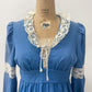 1970s Vintage Romantic Blue Prairie Maxi Dress