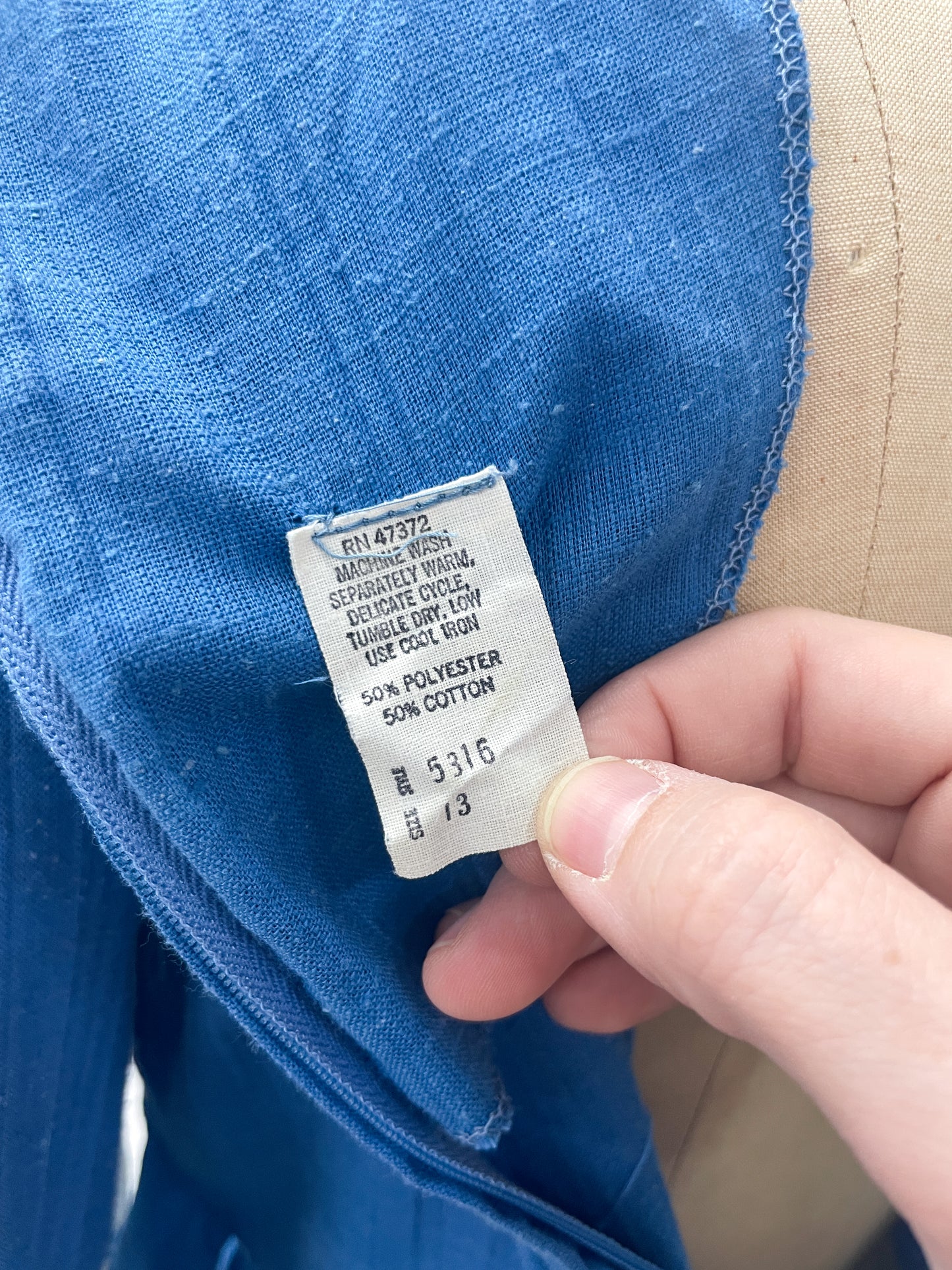 1970s Vintage Romantic Blue Prairie Maxi Dress