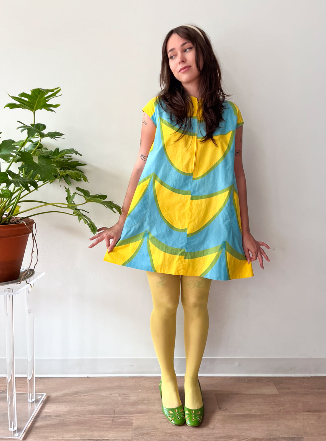 1960s Vintage Marimekko Suomi Finland Zip Front Mod Shift A-Line Laine (Waves) Annika Rimala Dress