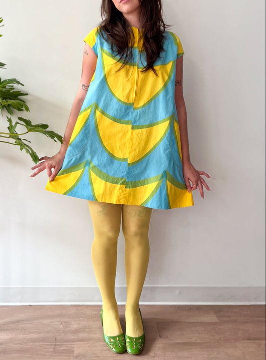 1960s Vintage Marimekko Suomi Finland Zip Front Mod Shift A-Line Laine (Waves) Annika Rimala Dress