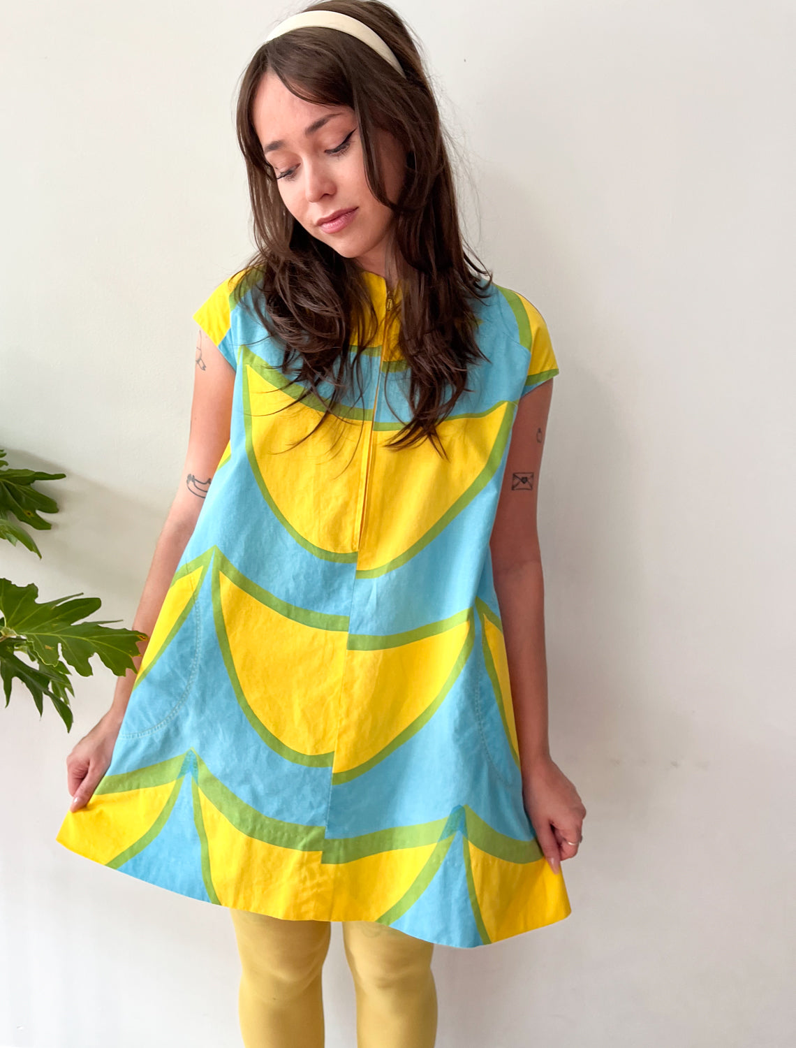 1960s Vintage Marimekko Suomi Finland Zip Front Mod Shift A-Line Laine (Waves) Annika Rimala Dress
