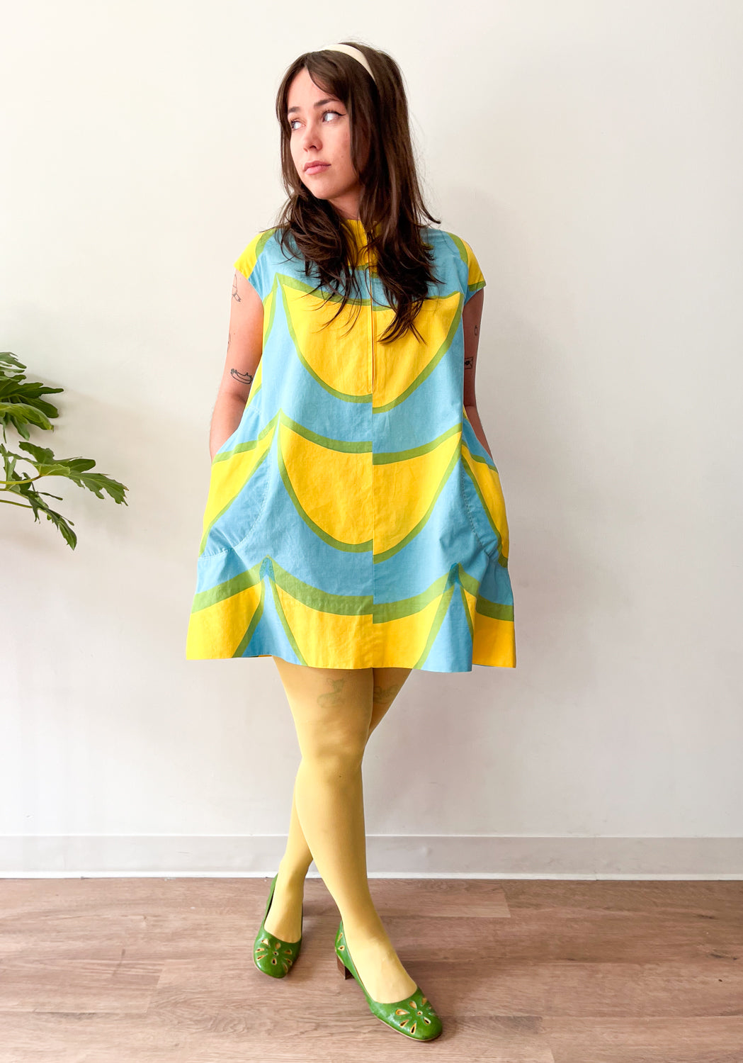 1960s Vintage Marimekko Suomi Finland Zip Front Mod Shift A-Line Laine (Waves) Annika Rimala Dress