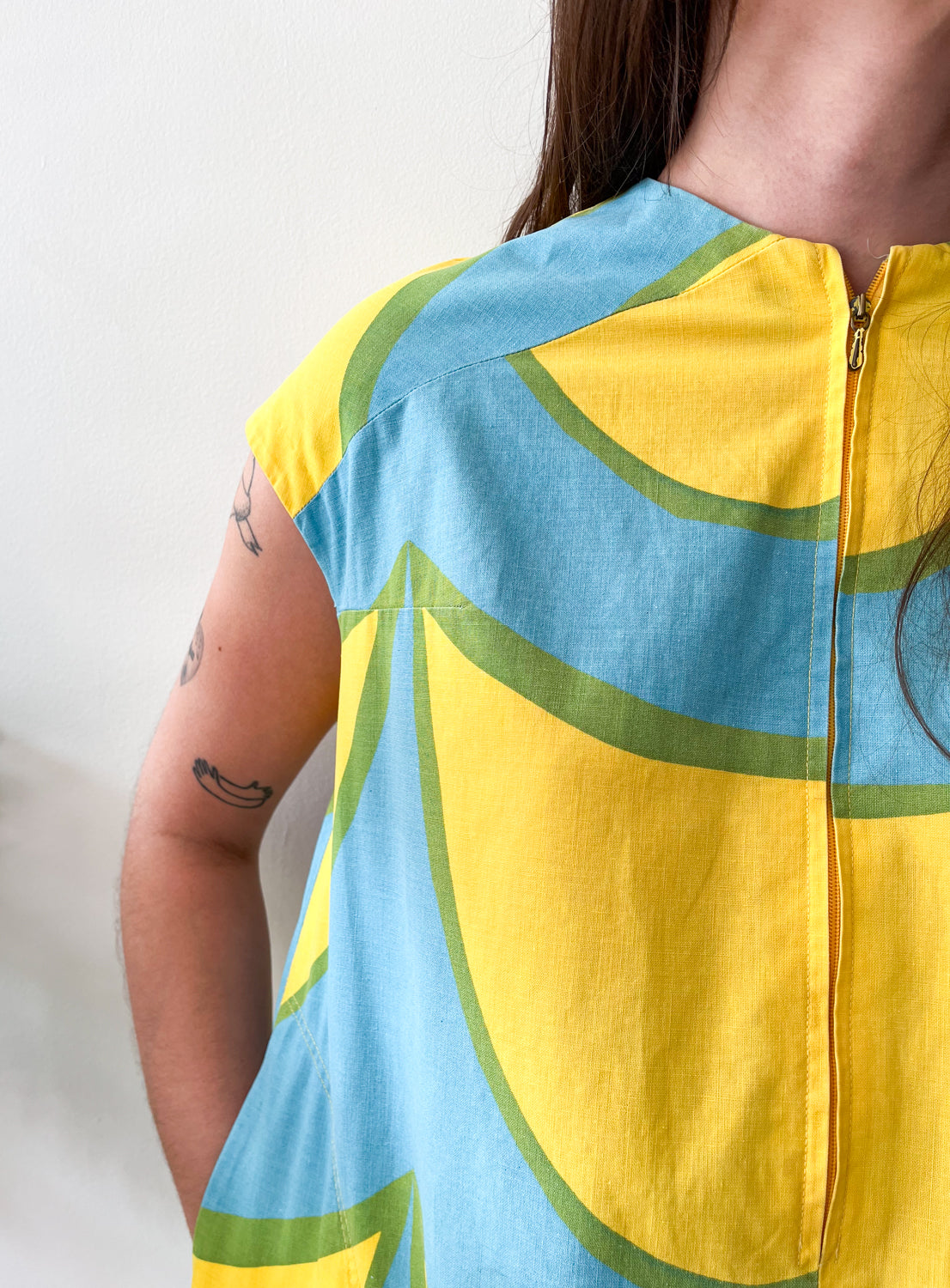 1960s Vintage Marimekko Suomi Finland Zip Front Mod Shift A-Line Laine (Waves) Annika Rimala Dress