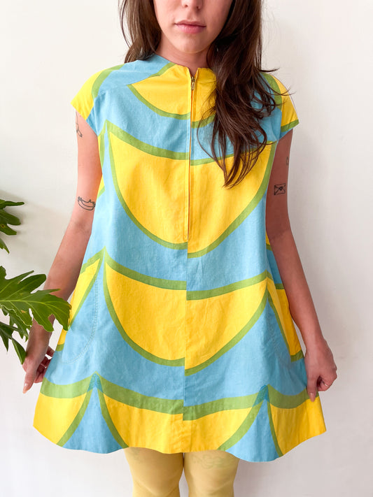 1960s Vintage Marimekko Suomi Finland Zip Front Mod Shift A-Line Laine (Waves) Annika Rimala Dress
