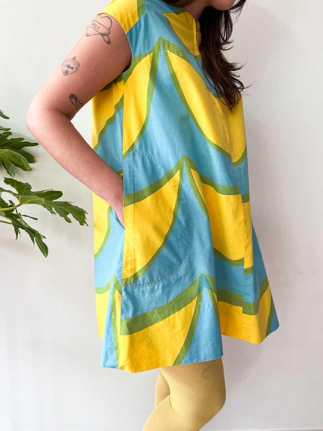 1960s Vintage Marimekko Suomi Finland Zip Front Mod Shift A-Line Laine (Waves) Annika Rimala Dress