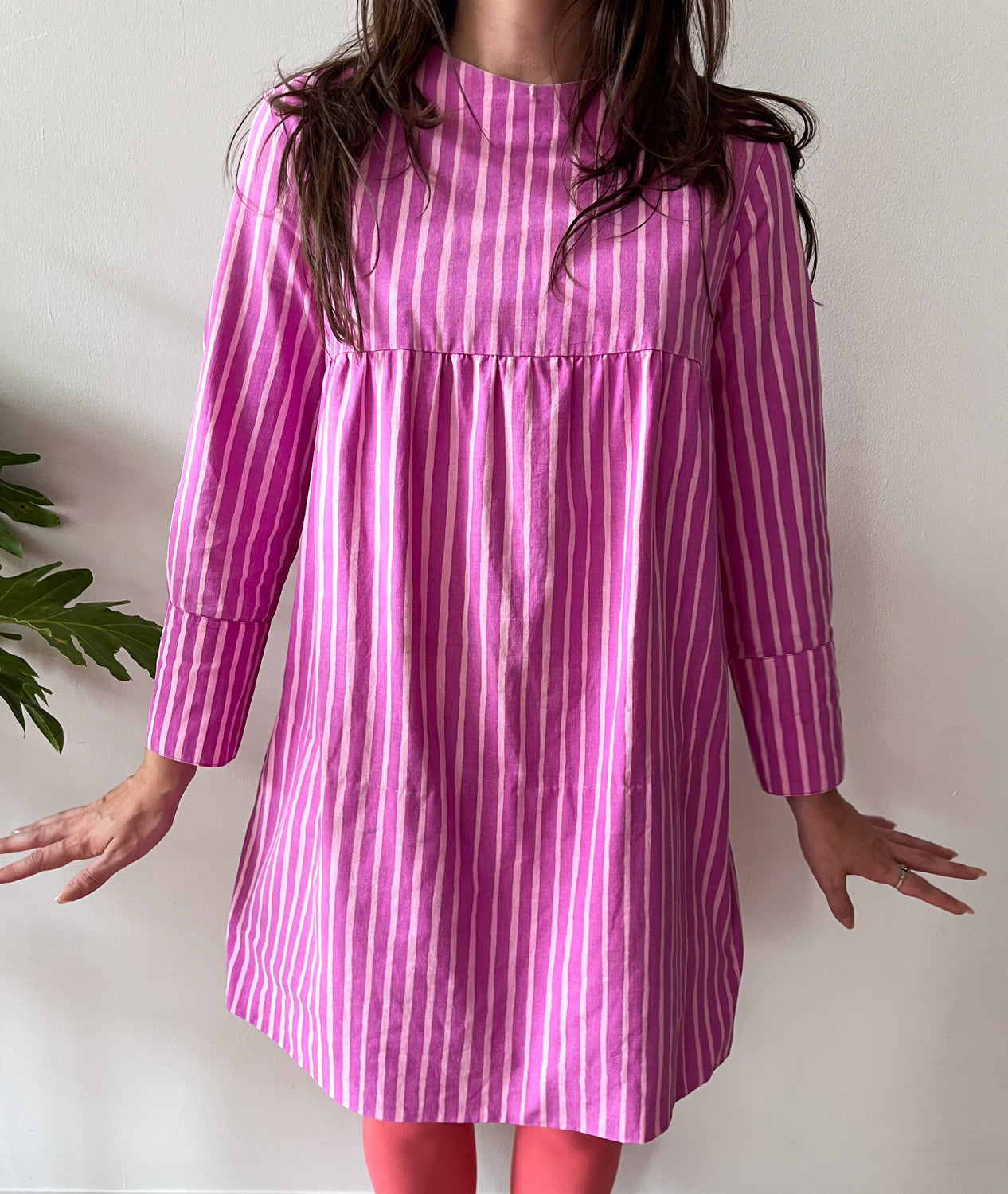 1960s Vintage Marimekko Suomi Finland Purple Pink Two Tone Piccolo Stripe Dress