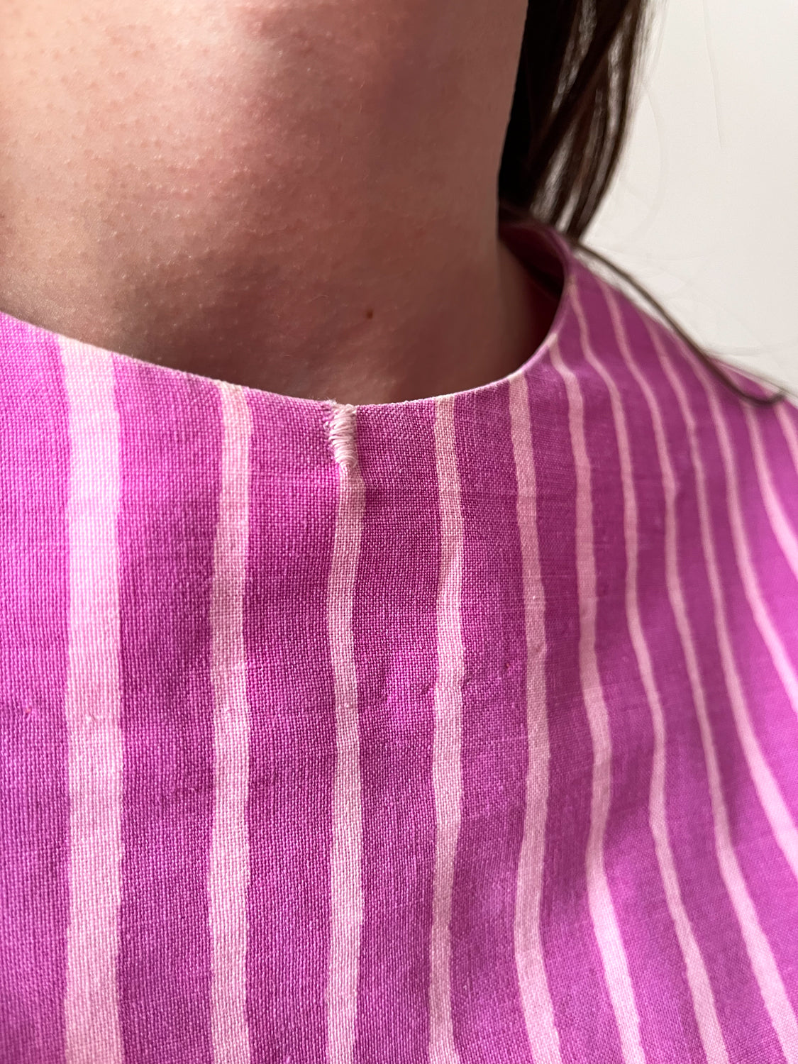 1960s Vintage Marimekko Suomi Finland Purple Pink Two Tone Piccolo Stripe Dress