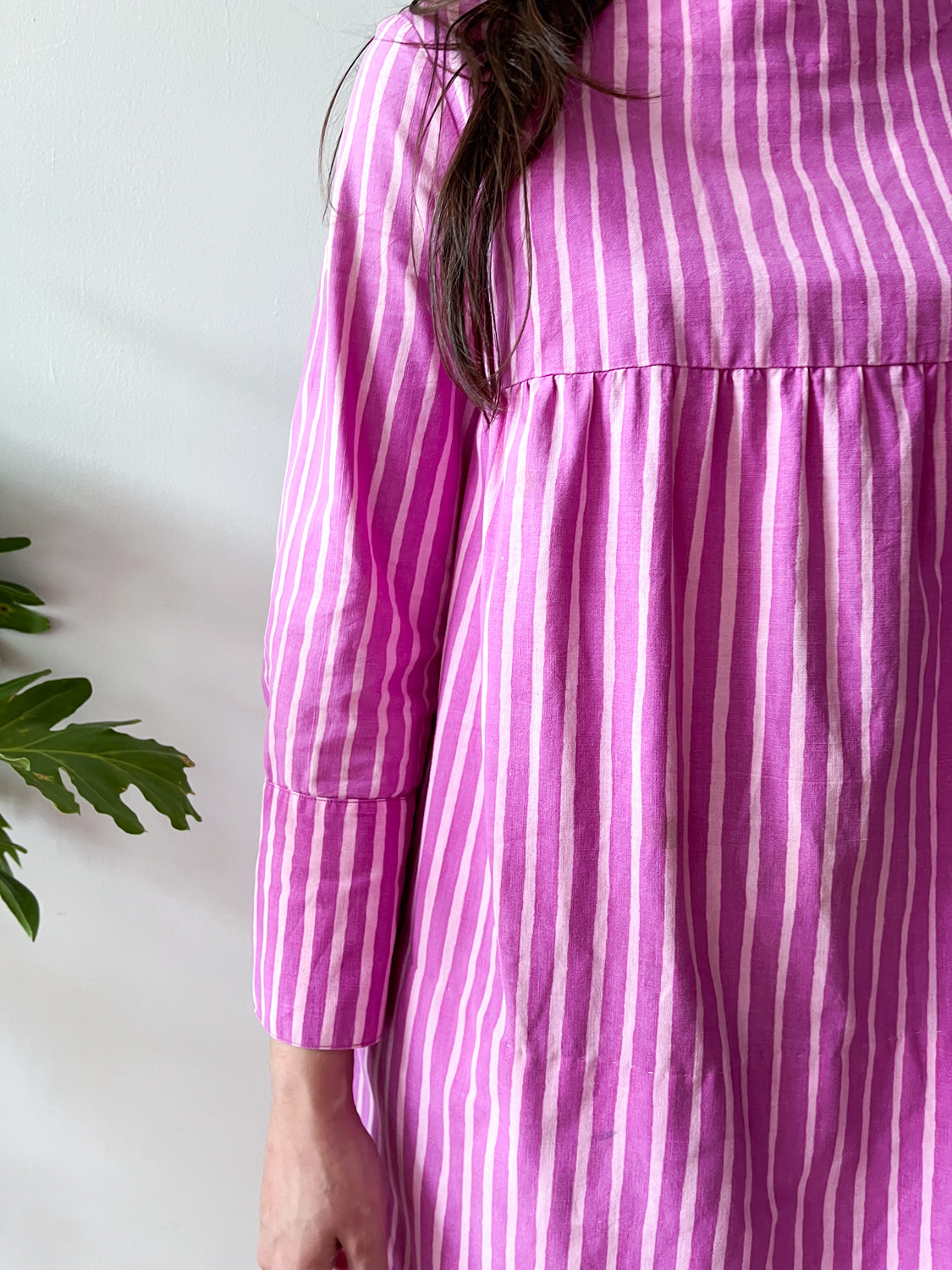 1960s Vintage Marimekko Suomi Finland Purple Pink Two Tone Piccolo Stripe Dress