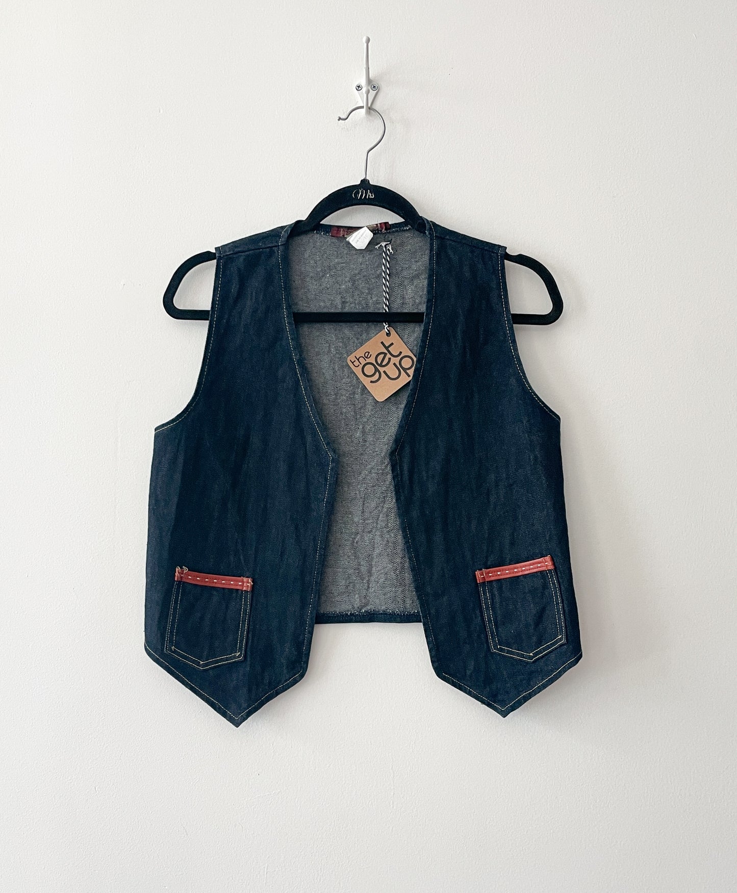 1970s Vintage Western Style Denim Open 2 Pocket Vest