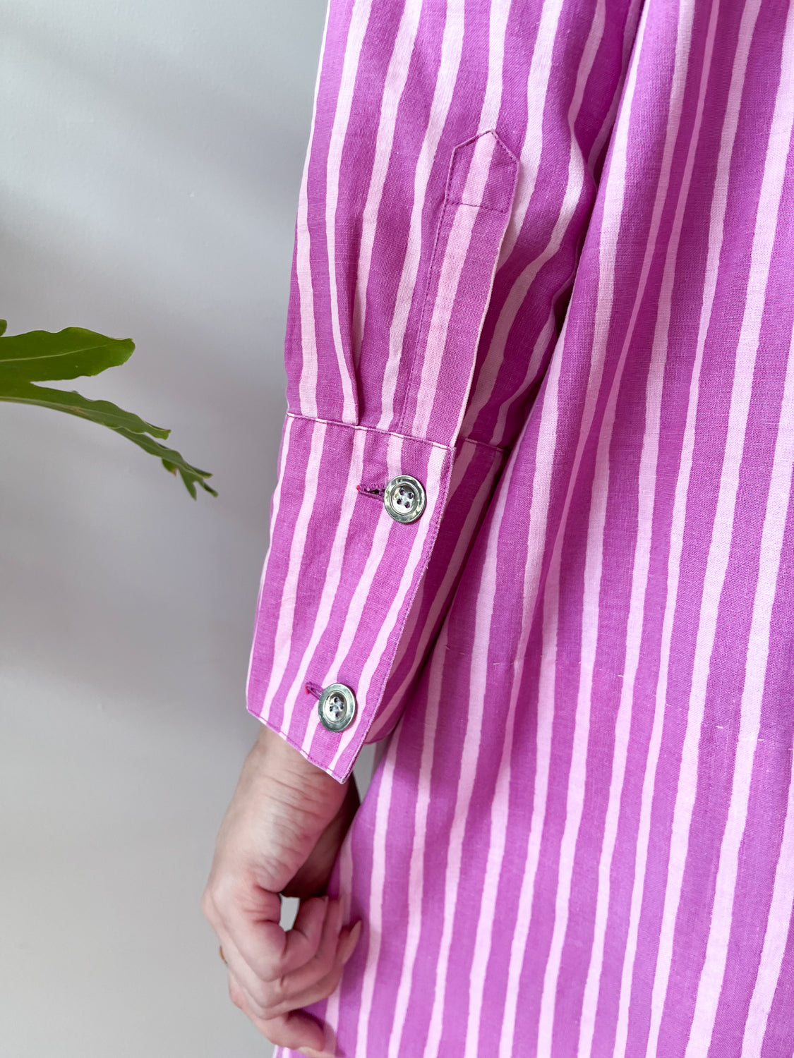 1960s Vintage Marimekko Suomi Finland Purple Pink Two Tone Piccolo Stripe Dress