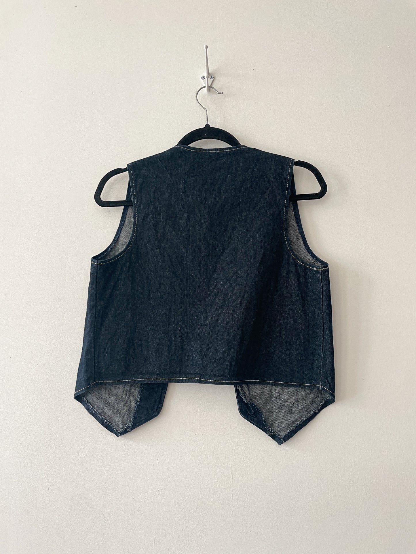 1970s Vintage Western Style Denim Open 2 Pocket Vest